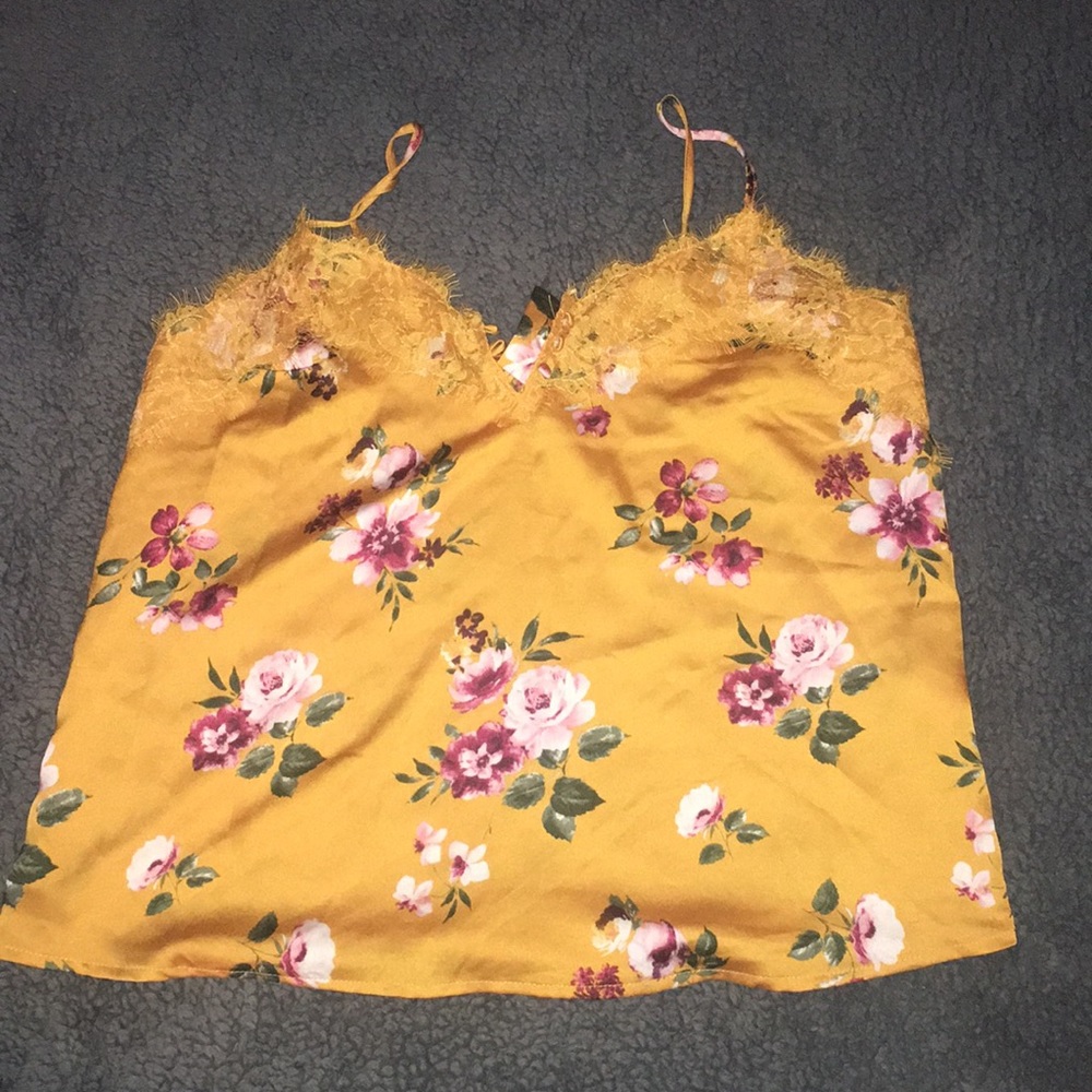 Yellow Flower spaghetti strap tank top